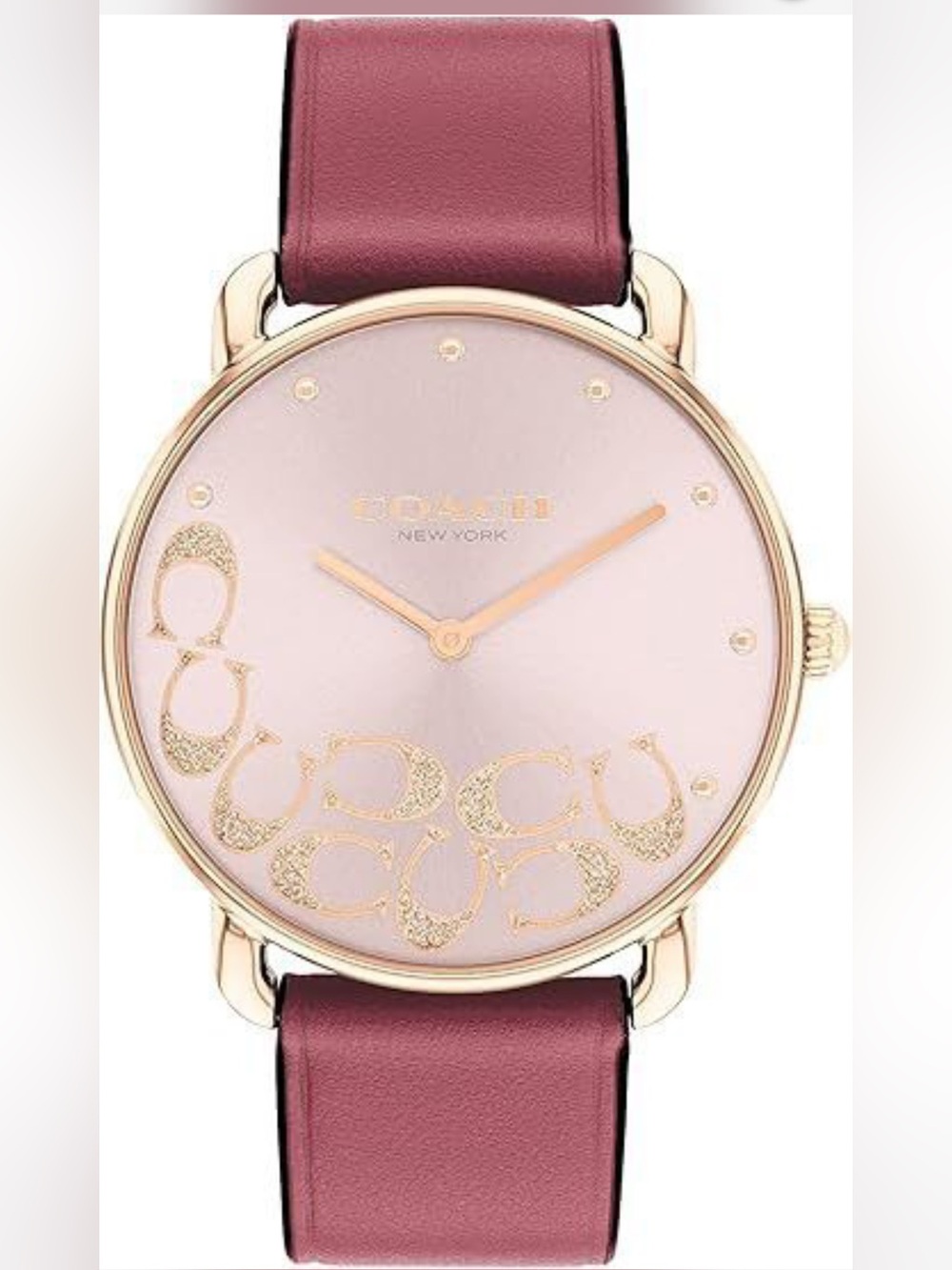 New! COACH Women's Pink Leather Strap Watch - Rose Gold Dial